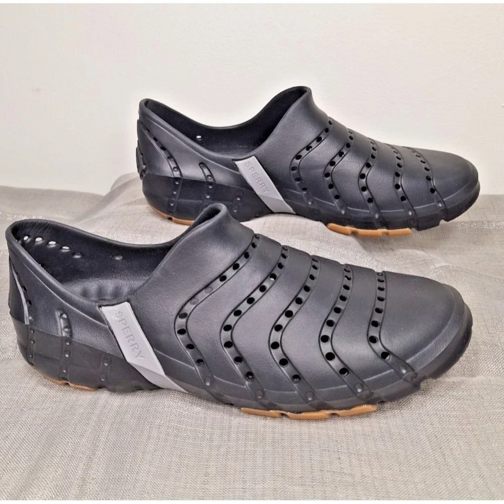 NEW Sperry Water Strider Black Mens 9 Waterproof Shoes Slip on Sports Womans 10